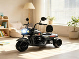 Three-Wheel Electric Motorcycle Battery-Powered with Headlight Music Forward And Reverse Grey Kids 81854975