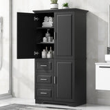 ZNTS Tall and Wide Storage Cabinet with Doors for Bathroom/Office, Three Drawers, Black WF299285AAB