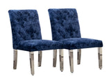 Set of 2 Modern Dining Chairs with Plush Velvet Upholstery, Sturdy Stainless Steel Legs & S-Shaped D772095825
