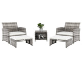 5pcs 2 Chairs 2 Footstools 1 Coffee Table Combination Sofa Gray Gradient 32732879