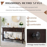 Classic Retro Style Console Table with Three Top Drawers and Open Style Bottom Shelf, Easy Assembly 97945563