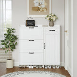 ZNTS White color shoe cabinet with 4 doors 1 drawers,PVC door with shape ,large space for storage W1320P147738