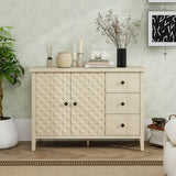Modern 2 Door 3 Drawer Storage Cabinet,Buffet Cabinet with 2 Embossed Door for Living Room, Kitchen, W688P223053