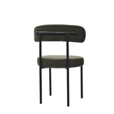 Green Boucle Dining Chairs Set of 2,Mid-Century Modern Curved Backrest Chair,Round Upholstered GL-W2533P170108