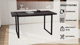 59 " dining table modern industrial rectangular MDF black , 4-6 people, 1.5" thick engineering wood W2189P182123