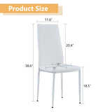 ZNTS Grid armless high backrest dining chair, 6-piece set of white chairs and plated silver legs, office W1151107276