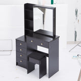 37" Middle Size Left Bedside Cabinet Vanity Table Cushioned Stool, Extra Large Right sliding W3258P293198