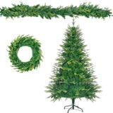 6FT Pre-Lit Aspen Fir Artificial Christmas Tree with Wreath & Garland,Grass Green Xmas Tree with 380 N704P198430F