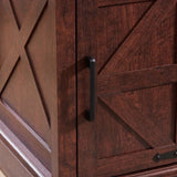 Farmhouse end table Nightstand Rectangular Farmhouse End Table with Barn Door and Adjustable Storage W2275P192794