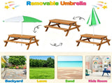 3-in-1 Kids Picnic Table with Adjustable Umbrella, Fir Wood Outdoor Activity Table Set with 95036669