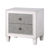 Modern Rustic White and Gray Finish 2-Drawers Nightstand Wooden Bedroom Furniture 1pc Farmhouse B2741P324354