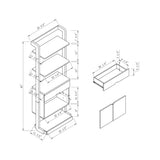 ZNTS Contemporary Bookcase Four Open Shelve One Drawer Two Cabinets with Open Shelve - White & Grey B107131398