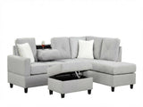 Modern Gray L-Shaped Sectional Sofa, Contemporary Upholstered Living Room Couch, Deep Comfortable B2771P498533