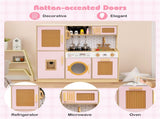 Kids Wooden Kitchen Playset 3 with Fridge Sink Washing Machine with Realistic Light Sound Rattan 92560266