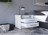 Eter Nightstand , End Table, Side Table Superior Top, Two Drawers -White B20091864