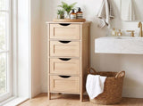 4-Drawer Density Board Triamine Veneer Bathroom Cabinet 11.82*11.82*32.29in Natural Wood 12549726