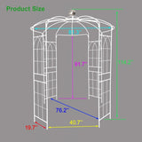 Metal Garden Arch Iron Garden Arbors Gazebo Dia 81.3'' x 114.2'' High Birdcage Shape Pergola 02566604