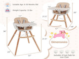 6-in-1 Convertible Baby High Chair, Beech Wood Frame 5-Point Harness for 6-36 Months 87653187