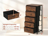 Vertical Fabric Storage Dresser, Tall Narrow Storage Tower with Large Capacity Drawers, Sturdy Metal 02753174