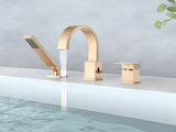 Waterfall Bathtub Faucet with Sprayer, 3-Hole Roman Filler with Hand Shower Deck Mount Waterfall W1224P206190