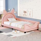 Twin Size Upholstered Daybed with Carton Ears Shaped Headboard, Pink WF296296AAH
