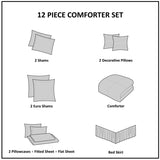 12 Piece Jacquard Comforter Set with Bed Sheets Khaki Cal King B03597187