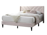 ZNTS Elegant Modern Light Pink Velvet Upholstered Queen Size Bed Clean Lines Design Headboard 1pc B011P238935