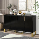 ZNTS Modern sideboard with Four Doors, Metal handles & Legs and Adjustable Shelves Kitchen Cabinet 51001314