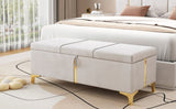 Elegant Upholstered Storage Ottoman,Storage Bench with Metal Legs for Bedroom,Living Room,Fully N733P207788A