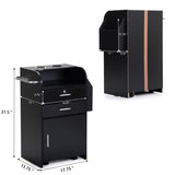 Salon Beauty Cabinet, 3-Layer Rolling Trolley with Storage Drawer, Wheels and 2 Hair Dryer Holders, W2181P155883