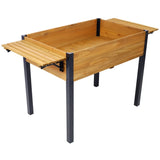 Raised Garden Bed, Metal Leg Wood Planter Boxes with Folding Storage Shelf,Elevated Planter Box for W465P182255