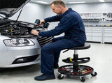Black Rolling Mechanic Stool with 2-Tier Tool Storage Trays, PU Leather Pneumatic Height 25679117