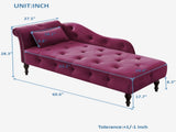 Aijia 60.6" Velvet Chaise Lounge Buttons Tufted Nailhead Trimmed Solid Wood Legs with 1 W111738366
