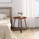 Outdoor Side Table with Imitation Wood Tabletop, Weather Resistant Patio Side Table, Round Outdoor 89796304
