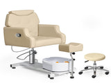 PVC Iron Frame Manual Reclining Pedicure Chair with Stool & Basin, Sand Color 16614721