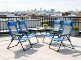Blue 4-Pack Folding Camping Chairs Patio Chairs with Removable Headrest for Garden Picnic Outdoor 49334353