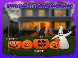 8 ft Halloween Inflatable Pumpkin Family and Ghost with 5 Built-In LED Lights 51851445
