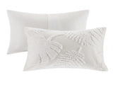 3 Piece Tufted Cotton Chenille Palm Comforter Set Off-White Full/Queen B03597112