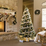7.5 FT Artificial Snow Tipped Christmas Tree with DIY 350 Warm Lights Remote Control, Hinged Xmas 88889433