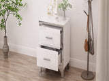 Elegant High Gloss Nightstand with Metal Handle,Mirrored Bedside Table with 2 Drawers for 20717890