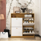 Shoe Storage Cabinet with 4 Flip Drawers , Shoe Rack Organizer Cabinet with wooden handle W409P195086