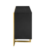 U_STYLE Mahogany Veneer Modern Sideboard with Unique Metal Legs,Suitable for Study,Entryway, N711P230808B