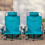 ZNTS 63*65*82cm Short Oxford Cloth Silver White Aluminum Tube Bearing 100kg Beach Chair Mint Green 97992974