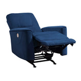 Modern Living Room 1pc Power Rocker Reclining Chair Blue Velvet Upholstery Solid Wood Frame Luxury B011P204080