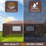 ZNTS 3 x 6m Two Windows Practical Waterproof Folding Tent Dark Coffee Folding Tent 67766391