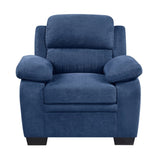 Plush Seating Chair 1pc Blue Textured Fabric Channel Tufting Solid Wood Frame Modern Living Room B011P214022