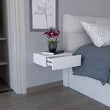 Milano Floating Nightstand , End Table, Side Table Wall-Mounted with Drawer -White -Bedroom B070137822
