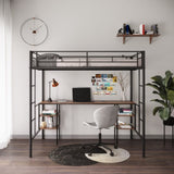 Twin-size Loft Bed with Table & Shelves/ Heavy-duty Sturdy Metal/ Built-in Table & Shelves/ Noise W42752472