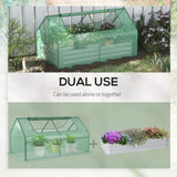 6' x 3' Galvanized Raised Garden Bed with Mini PE Greenhouse Cover, Outdoor Metal Planter Box with 2 W2225142609