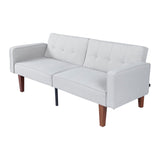 Modern Cotton Fabric Futon Sofa with Tufted Backrest, Adjustable Reclining Couch with Wood & Metal 56033481